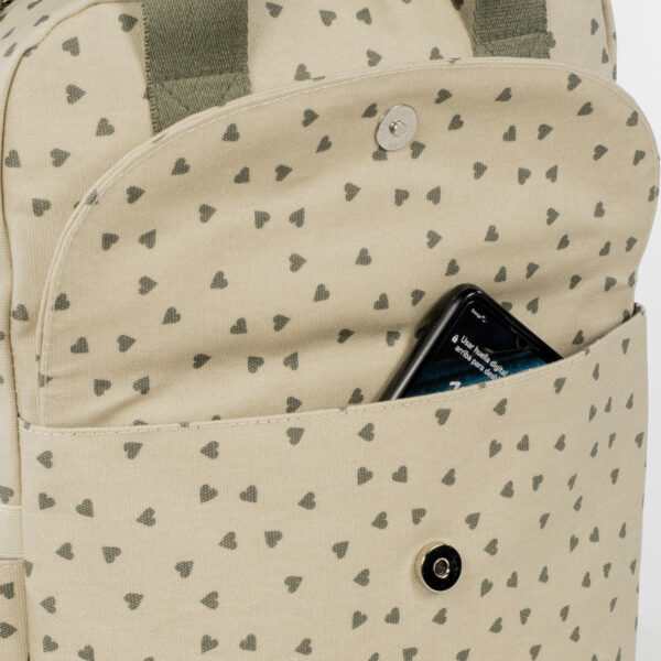 Mochila corazones poppy musgo - Imagen 8